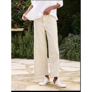 Frank & Eileen Wexford Utility Pants Womens 2 Beige Wide Leg Linen Blend Stretch